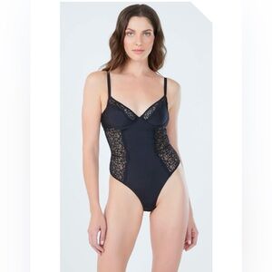 Cosabella Black Lace-Panel Bodysuit